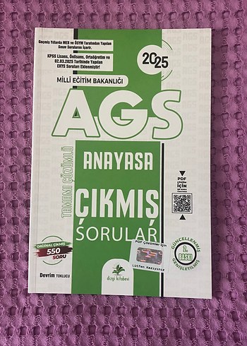 Dizgi Yayınları 2025 AGS Anayasa Çıkmış Sorular Kitabı