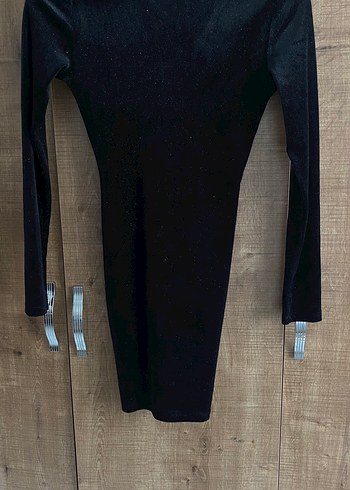 xs Beden H&M Siyah V Yaka Simli Elbise