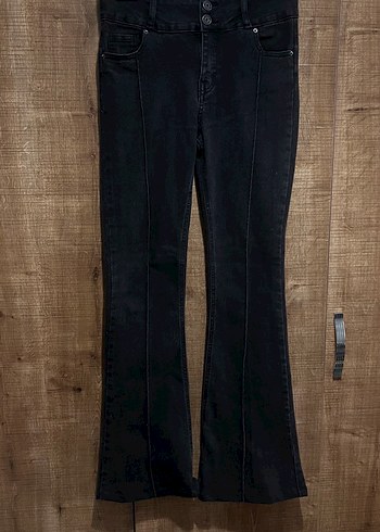 Pull and Bear Pull Bear Siyah Yuksek Bel Denim Pantolon