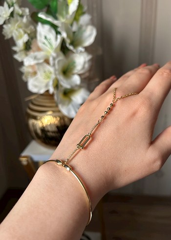 Zincir Detaylı Minimalist Altın Kadın Şahmeran - Görsel 4