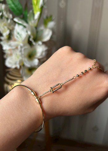 Zincir Detaylı Minimalist Altın Kadın Şahmeran - Görsel 6