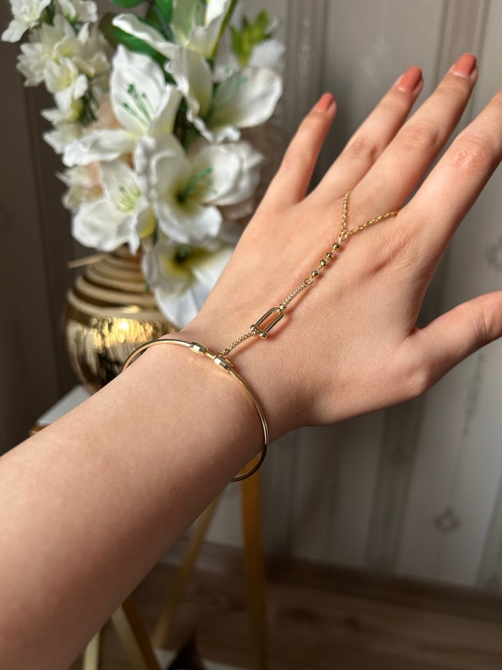 Zincir Detaylı Minimalist Altın Kadın Şahmeran - Görsel 5