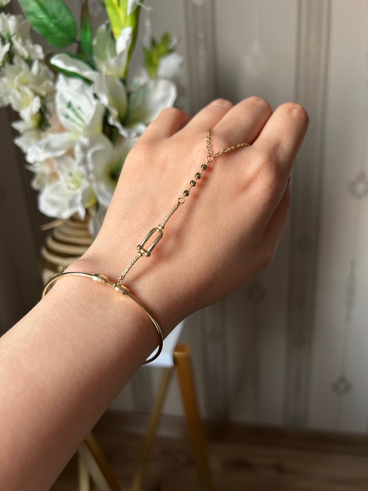 Zincir Detaylı Minimalist Altın Kadın Şahmeran - Görsel 3