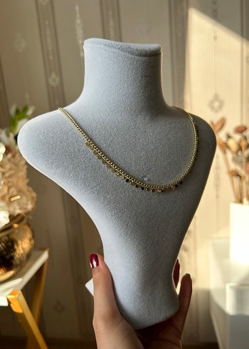 Altın Renk Mini Zincirli Kadın Kolye - Görsel 3