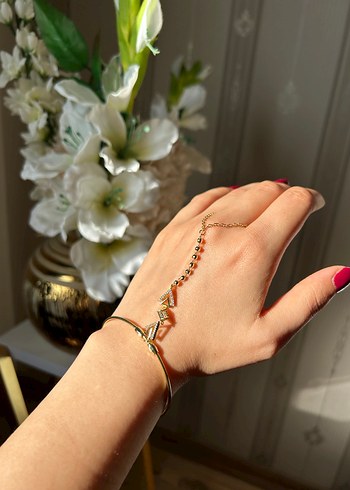 Renkli Yılan Desenli Zincirli Kadın El Zinciri - Görsel 6