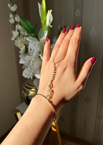 Renkli Yılan Desenli Zincirli Kadın El Zinciri - Görsel 10