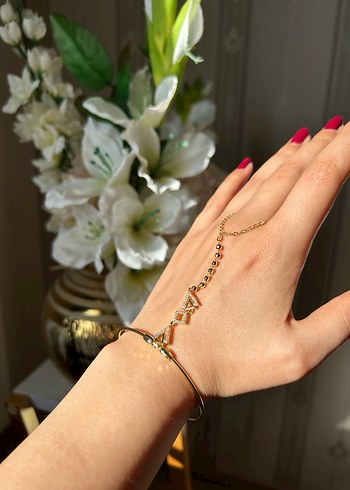 Renkli Yılan Desenli Zincirli Kadın El Zinciri - Görsel 4