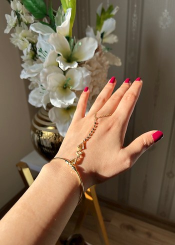 Renkli Yılan Desenli Zincirli Kadın El Zinciri - Görsel 11