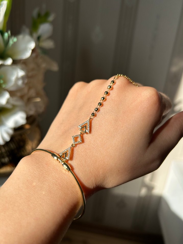 Renkli Yılan Desenli Zincirli Kadın El Zinciri - Görsel 2