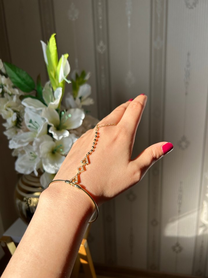 Renkli Yılan Desenli Zincirli Kadın El Zinciri - Görsel 3