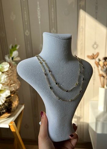 Zincir Detaylı Çok Renkli Bohem Kadın Kolye - Görsel 2