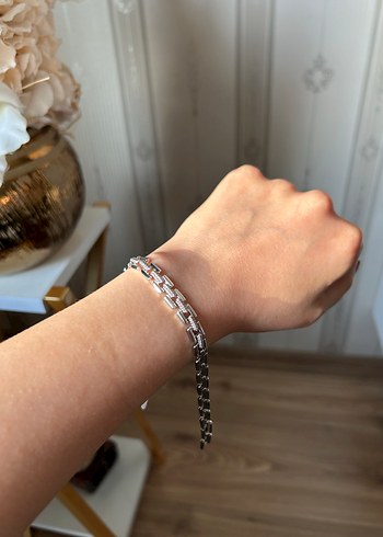 Gri Zincir Detaylı Minimalist Bileklik - Görsel 3