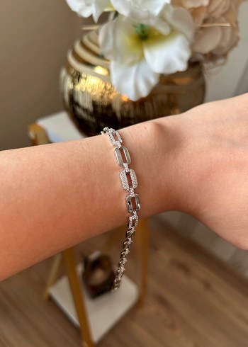 Gri Yılan Desenli Zincir Detaylı Kadın Bileklik - Görsel 3