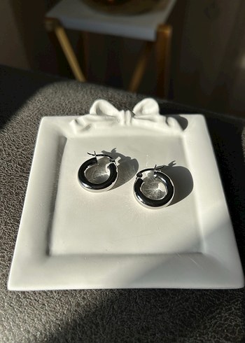 Gri Midi Halka Küpe - Görsel 6