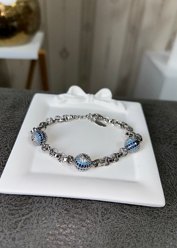 Gümüş Renk Nazar Boncuklu Xuping Bileklik - Görsel 6