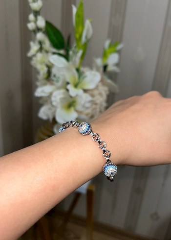 Gümüş Renk Nazar Boncuklu Xuping Bileklik - Görsel 2