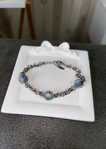 Gümüş Renk Nazar Boncuklu Xuping Bileklik - Görsel 9