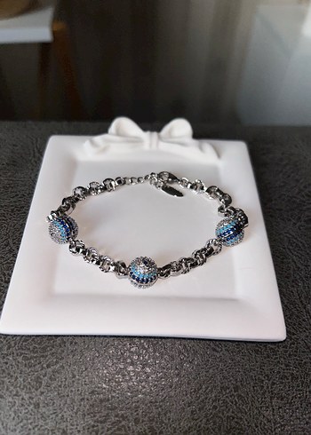 Gümüş Renk Nazar Boncuklu Xuping Bileklik - Görsel 8