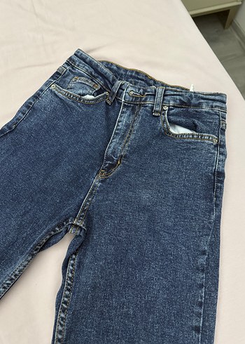 36 Beden Gri Mavi Midi Denim Kadın Jean