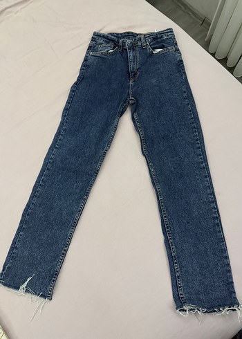Gri Mavi Midi Denim Kadın Jean