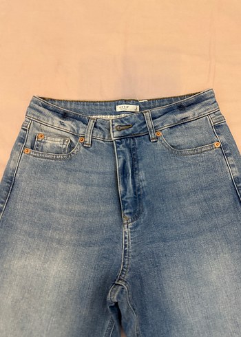 36 Beden lacivert Renk Bej Kadın Denim Pantolon-oxxo