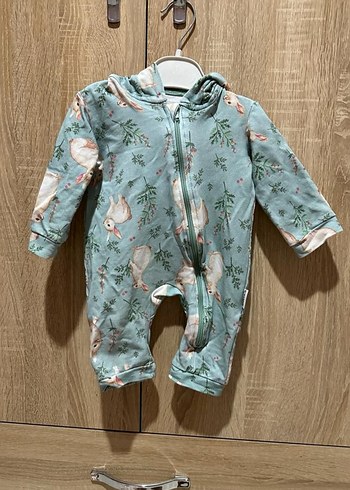 Bebek Kız Düğmeli Gri Desenli Tulumu - Görsel 2