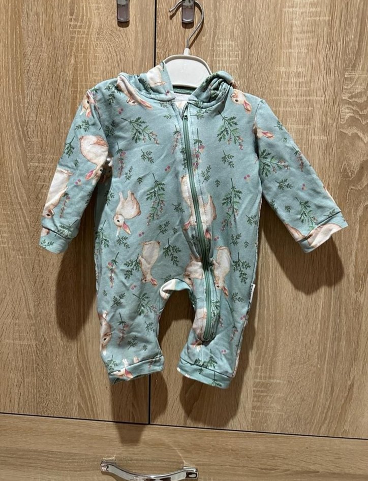 Bebek Kız Düğmeli Gri Desenli Tulumu - Görsel 2