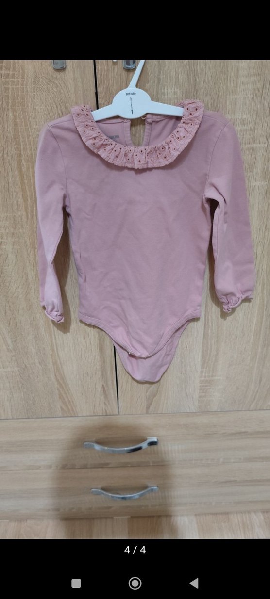 Pembe Bebek Uzun Kollu Fırfırlı Body - Görsel 2