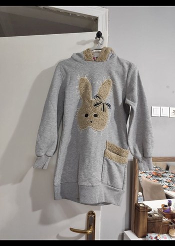 LC Waikiki Nakışlı kapüşonlu Gri kadın Sweatshirt
