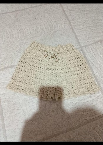 Kız Çocuk Bej Örgü şort - Görsel 2