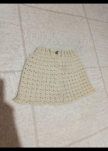Kız Çocuk Bej Örgü şort - Görsel 4