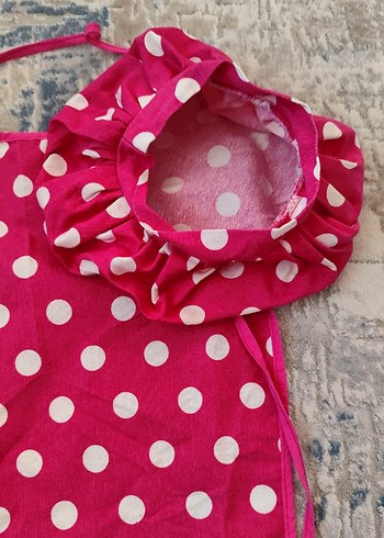 Puantiyeli Pembe çocuk Mutfak Önlüğü ve Şapka - Görsel 3