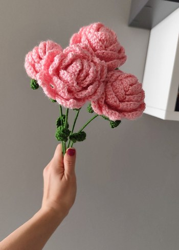 El Örgüsü Kırmızı Gül Çiçeği kadınlar günü hediyesi - Görsel 6