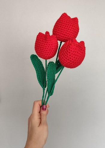 El Örgüsü Kırmızı Gül Çiçeği kadınlar günü hediyesi - Görsel 5