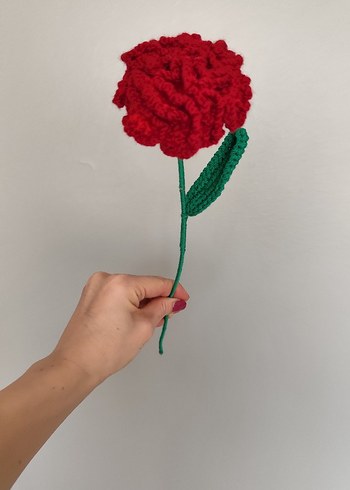 El Örgüsü Kırmızı Gül Çiçeği kadınlar günü hediyesi - Görsel 4