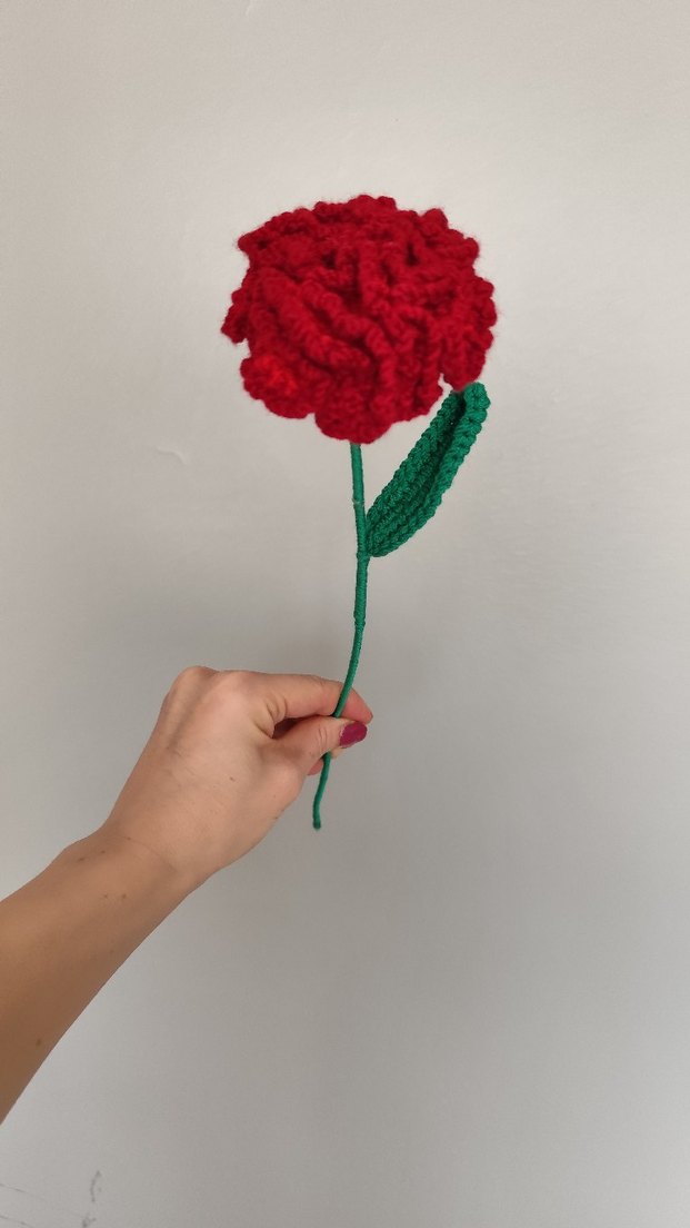 El Örgüsü Kırmızı Gül Çiçeği kadınlar günü hediyesi - Görsel 4