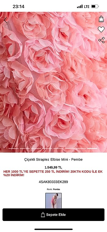 m Beden pembe Renk Straples elbise