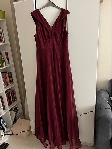 Bordo abiye elbise