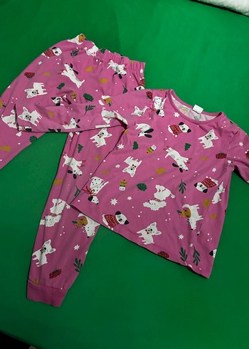7 Yaş Beden Kız Çocuk Pembe Baskılı Polar Pijama Takımı