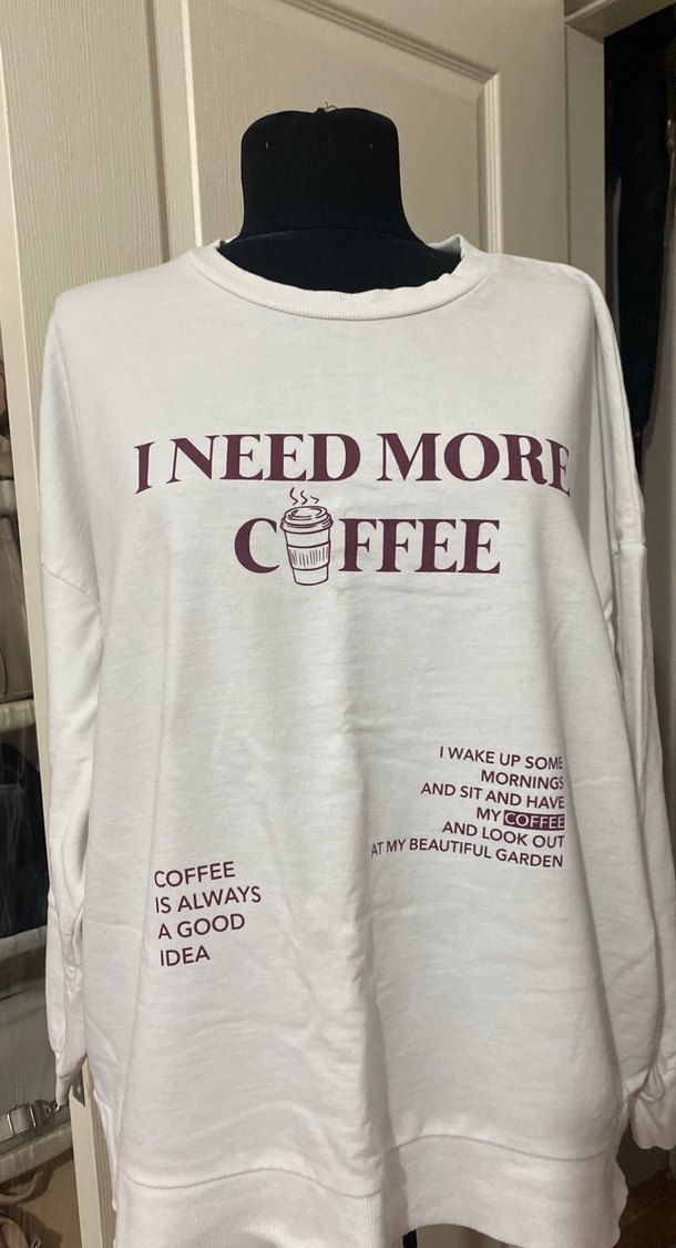 Beyaz Uzun Kollu Pamuklu Sweatshirt - Görsel 2