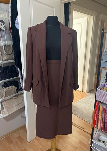 Kahverengi Kadın Uzun Takım Elbise - Görsel 2