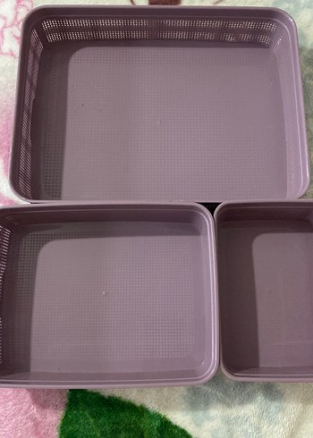 Lila Renkli 3'lü çekmece içi düzenleyici - Görsel 2