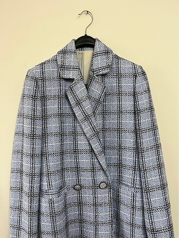 Tüvit ekose desenli blazer ceket