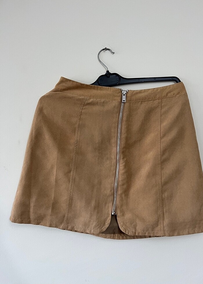 Hm Süet fermuar detaylı etek - Görsel 4