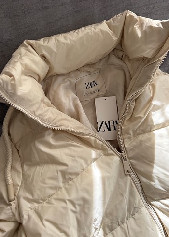 Beyaz Midi Şişme Kadın Kışlık Mont - Görsel 2