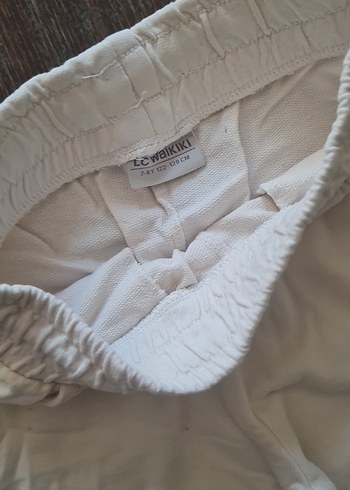 7 Yaş Beden beyaz Renk pamuklu Bol Paça Pantolon