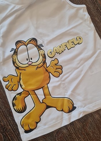 Beyaz Garfield Baskılı Çocuk Atlet - Görsel 2
