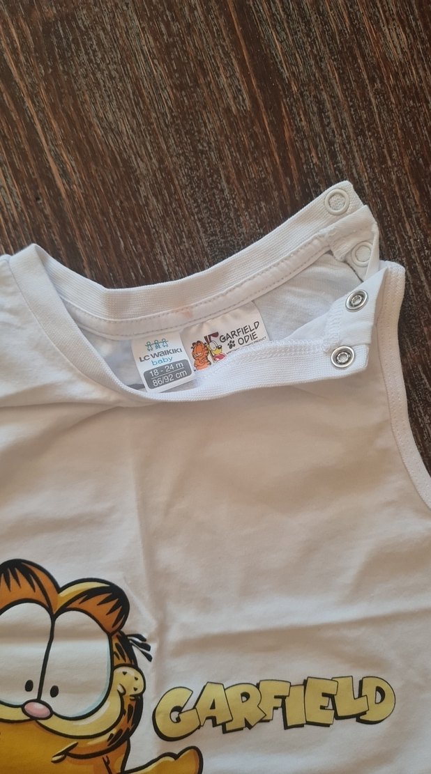 Beyaz Garfield Baskılı Çocuk Atlet - Görsel 3