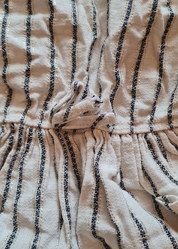 Koton Kız Çocuk Bej Keten Zebra Desenli Elbise