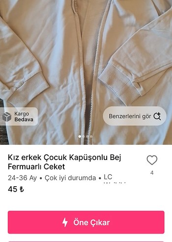 LC Waikiki Bej Fermuarlı Kapüşonlu Çocuk Ceketi 8 parca